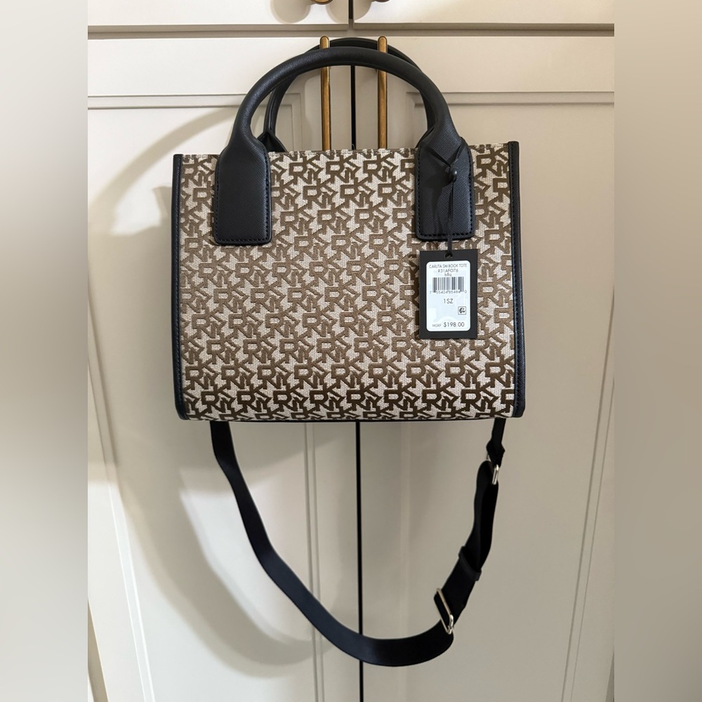 DKNY Womens Carlita Jacquard Logo Tote Shoulder Purse NWT - Picture 2 of 4